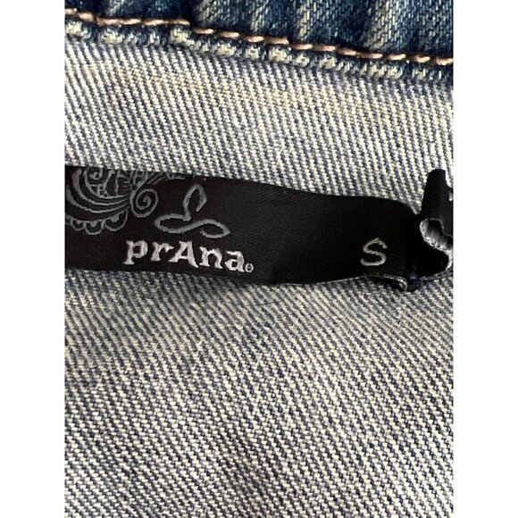 PRANA Distressed Denim Jacket Blue Sz S EUC - Picture 6 of 7